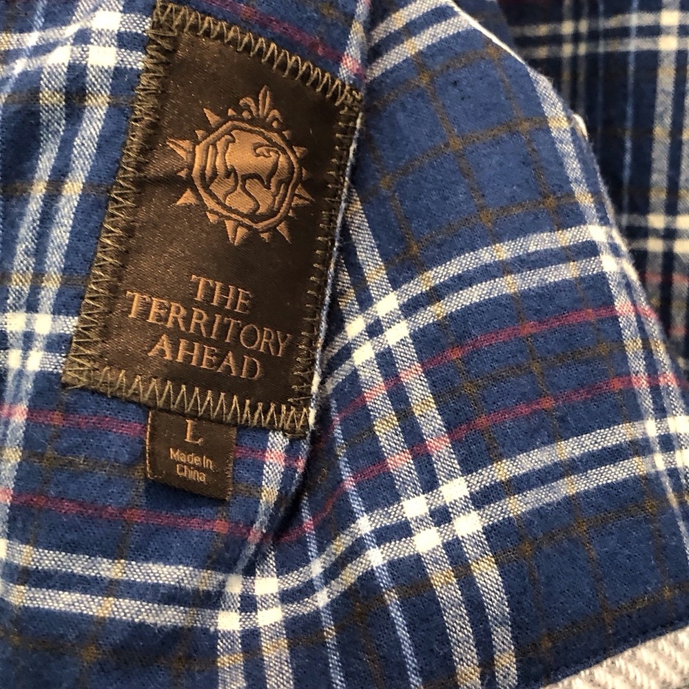 The Territory Ahead Tweed Sport Coat Mens L Herringbone Elbow Patch Flannel - Picture 5 of 12